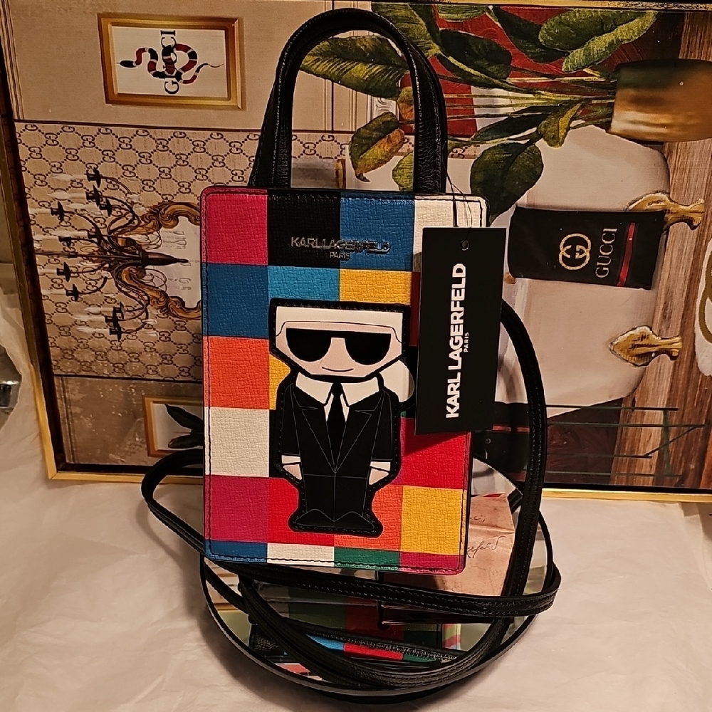 Karl Lagerfeld Multicolor Saffiano Leather Messenger/ Crossbody Bag (Nwt) - Picture 3 of 16